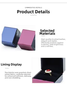 Vue détaillée de l'écrin à bijoux LED de luxe en cuir brossé avec doublure douce