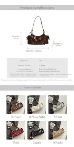 Detailansicht der Retro-Motorradtasche aus weichem PU-Leder mit Maßen und Farben.