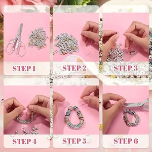 Step-by-step visual guide for creating jewelry using colorful rhinestone spacers