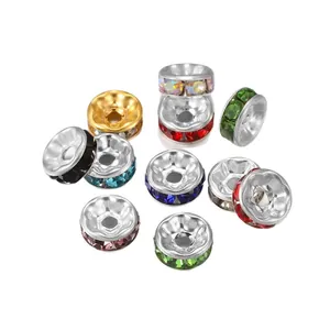 Assorted colorful 6mm and 8mm rhinestone spacer beads for DIY jewelry bracelet making