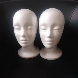 Modelli di teste di manichino in polistirolo bianco per styling di parrucche ed espositori