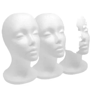 Set di tre teste di manichino in schiuma bianca per lo styling professionale di parrucche