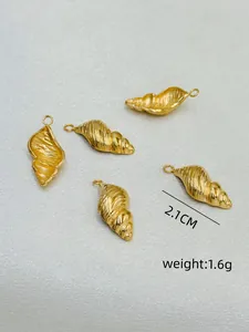 Golden spiral seashell pendant detail showing 2.1cm size and 1.6g weight specs