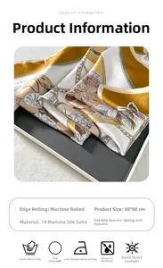 Detailed specifications for floral printed mulberry silk scarf with care instructions
