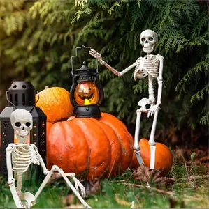 Decorazione di Scheletro Umano Articolato per Halloween Modello di Ossa di Cranio in Plastica Realistico Articolazioni Regolabili per Decorazioni per Feste All'aperto