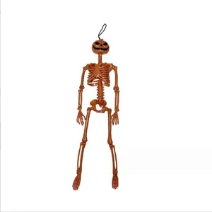 Scheletro con testa di zucca snodabile per decorazione Halloween interna ed esterna
