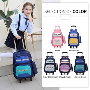 Primary School Kids Rolling Backpack Large Capacity Detachable Trolley Bag With Silent Wheels Waterproof Student Bookbag For Boys Girls