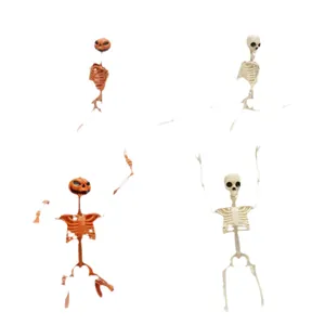 Set di scheletri Halloween con articolazioni regolabili e teste di zucca per decorazioni