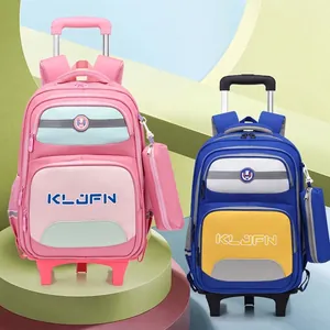 Durable kids rolling backpack for primary school with silent wheels and large capacity
