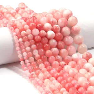 Natürliche rosa marmorierte Persische Jade-Rundperlen für handgefertigtes DIY-Zubehör