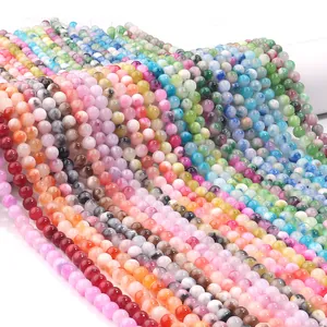 Bunte Persische Jade Naturstein Rundperlen für DIY Armband und Schmuckherstellung.