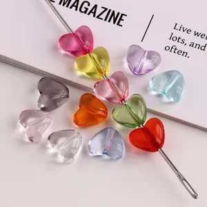 Transparente Acryl Herzform Perlen Für Schmuckherstellung DIY Handy Kette Armband Halskette Mehrfarbige Imitation Glas Perlen