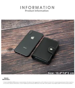 Dettaglio porta carte di credito nero con dimensioni 10,8 x 7,8 x 2 cm