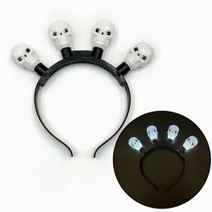 LED light-up skull headband for Halloween parties with glowing effect in the dark