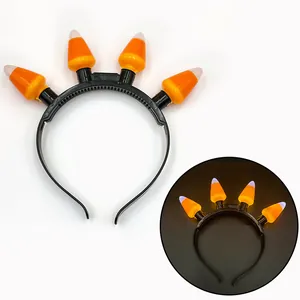 Festive Halloween LED headband featuring four glowing candy corn shaped light-up bulbs.