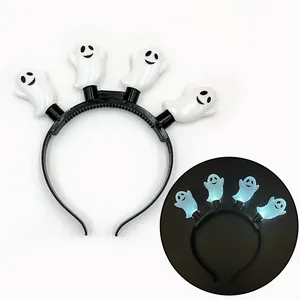 Halloween LED headband featuring four glowing white ghost figures for party decoration