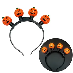 Festive Halloween LED pumpkin headband for spooky holiday party costume decorations