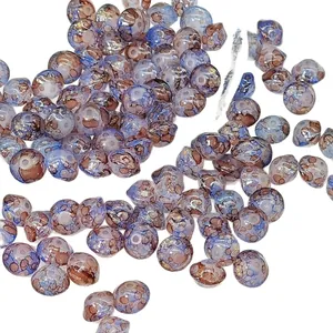 Mixed blue and brown 8x10mm saucer glass beads for handmade DIY jewelry crafting materials