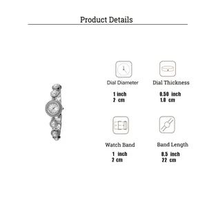 Tableau de mesures détaillé pour montre à quartz élégante pour femme avec bracelet perles