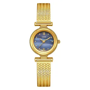 Orologio al quarzo GEDI da donna con quadrante in madreperla blu e cinturino oro