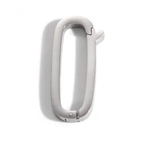 Detail view of a polished stainless steel fish-mouth clasp for DIY jewelry crafts