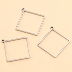 Détail de pendentifs cadres géométriques carrés en acier inoxydable pour bijoux DIY