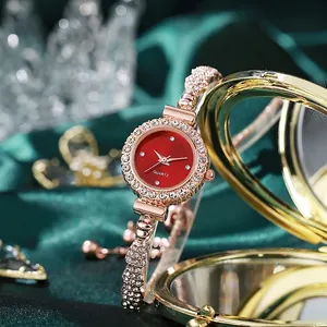 Reloj de Cuarzo para Mujer Elegante Correa de Pulsera Delgada con Strass Joyería de Moda Ajustable Accesorio