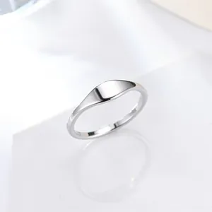 Detailed close-up showing the high-polished surface of a minimalist titanium steel ring