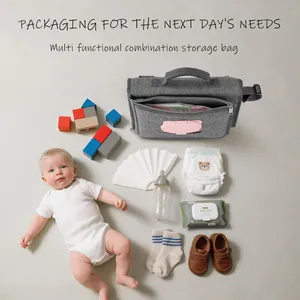 Sac de rangement multifonction pour couches de bébé avec accessoires essentiels