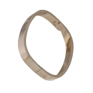 Bracciale rigido quadrato in acciaio inossidabile lucidato con finitura liscia minimalista