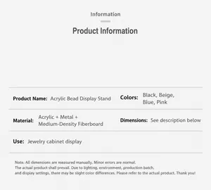 Detaillierte Produktspezifikationen für Schmuckständer-Set mit Material und Farbe