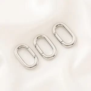 Lot de trois boucles à ressort ovales en argent pour bijoux DIY et réparation de chaînes.