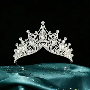 Luxury Alloy Rhinestone Bridal Crown Baroque Style Marquise Crystal Tiara For Wedding Party Dress Accessories Women Jewelry