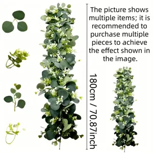 Detailansicht der 180 cm langen künstlichen Eukalyptus- und Kameliengirlande für Hochzeiten