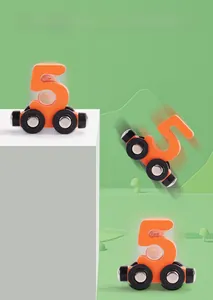 Drop test demonstration of the durable orange magnetic number five toy train for kids