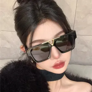 Retro Große Quadratische Sonnenbrille Für Damen Herren Mode Metall V Brücke Dekor UV400 Schutz Übergroße Quadratische Brillen Sonnenbrille
