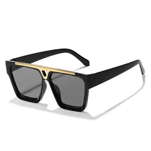 Professionelle Oversized-Sonnenbrille mit elegantem goldenem V-Steg-Detail und UV-Schutz-Linsen