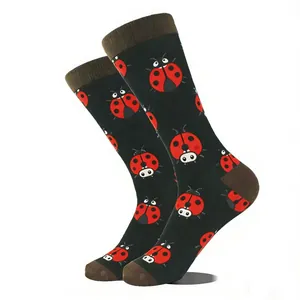 Chaussettes mi-mollet en jacquard à motif coccinelle pour hommes et femmes