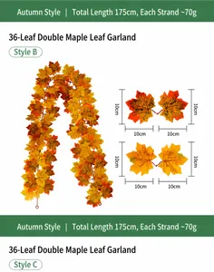 Detaillierte Spezifikationen der 175 cm langen künstlichen Ahornblattrebe für Herbstdeko