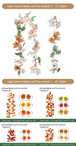 Detailliertes Spezifikationsdiagramm der 200 cm langen künstlichen Ahornblatt-Ranke