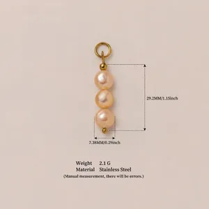 Pendentif en acier inoxydable à trois perles avec dimensions et poids détaillés.