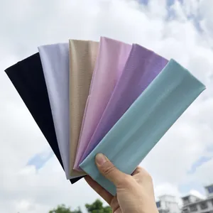 Set of assorted multi-color 7cm wide elastic sports headbands for yoga and fitness