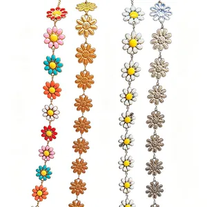 Accessoires de chaîne en marguerite émaillée en acier inoxydable pour bijoux DIY créatifs