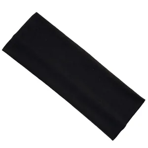 Wide black elastic sports headband, high-stretch 7cm solid color yoga sweat-wicking hair band.