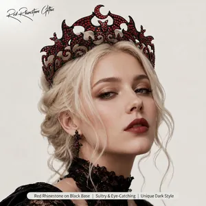 Gothic Bat Moon Crown Rhinestone Masquerade Headband For Halloween Costume Party Crown Accessories For Women Dark Queen Jewelry
