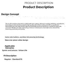 Detailed features of ice silk polo shirt highlighting seamless laser-cut design