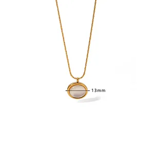 Detailed view of the elegant cat's eye stone pendant necklace showing 13mm diameter dimension