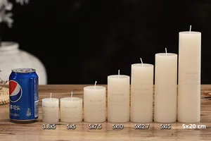 Λεπτομερής σύγκριση μεγεθών για ιβουάρ κεριά κολώνες με ύψος από 5 cm έως 20 cm