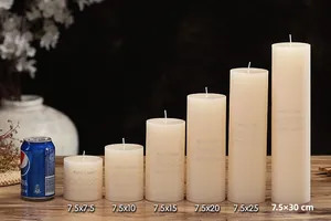 Σετ κεριά κολόνα σε χρώμα ιβουάρ σε διάφορα μεγέθη για γάμους και διακόσμηση σπιτιού