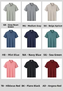 Display grid of quick-dry men's polo shirts in nine various colors and shades
